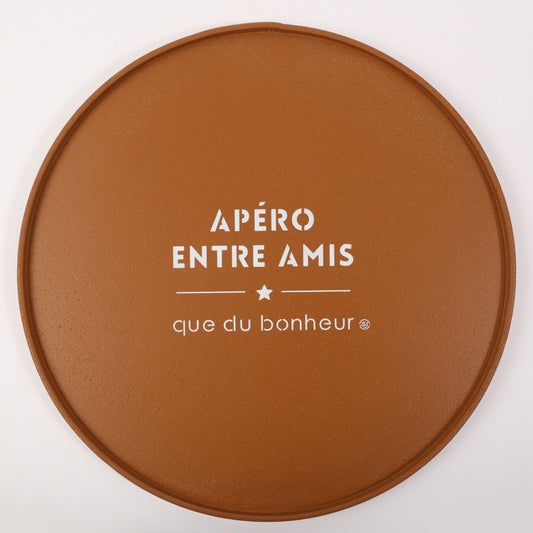Plateau liège rond apéro entre amis