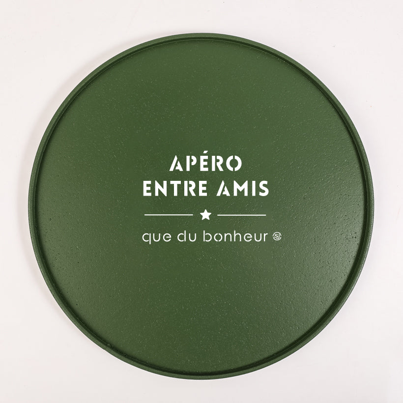 Plateau liège rond apéro entre amis