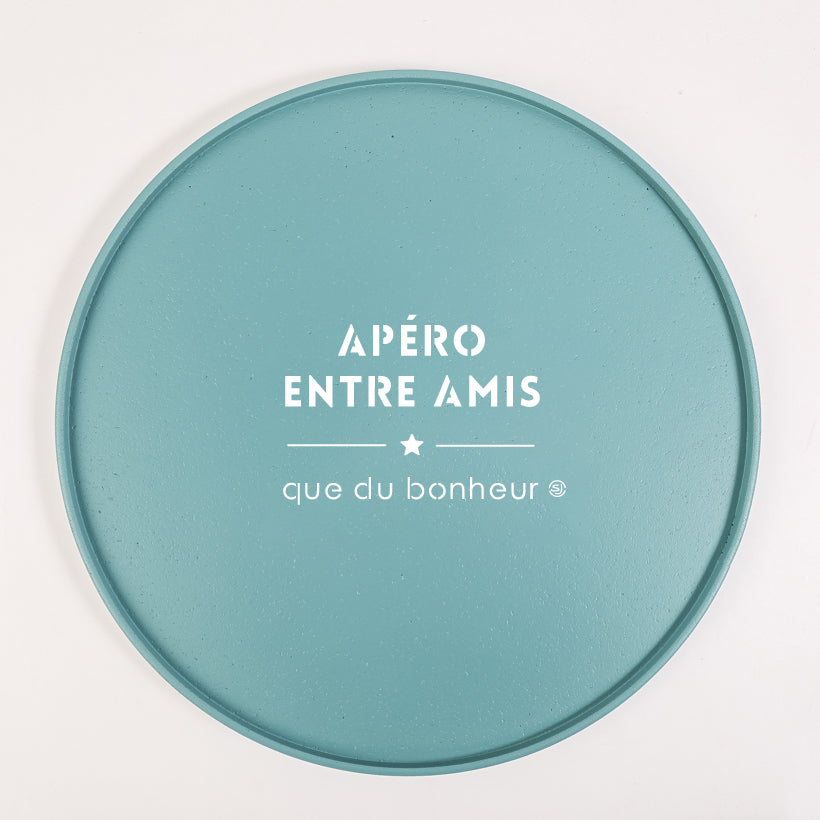 Plateau liège rond apéro entre amis