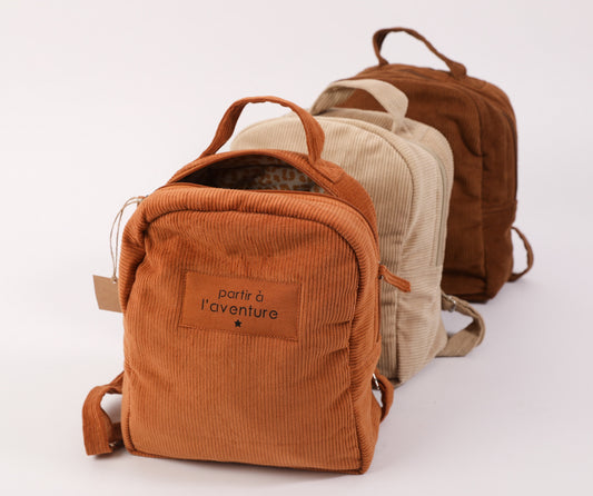 Sac à dos velours partir à l'aventure