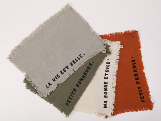 Lot de 4 essuie-mains petits bonheurs