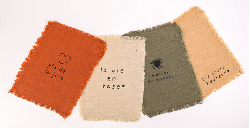 Lot de 4 essuie-mains y'a de la joie