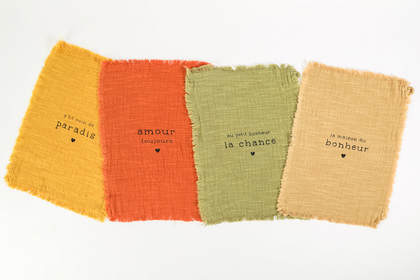 Lot de 4 essuie-mains maison du bonheur