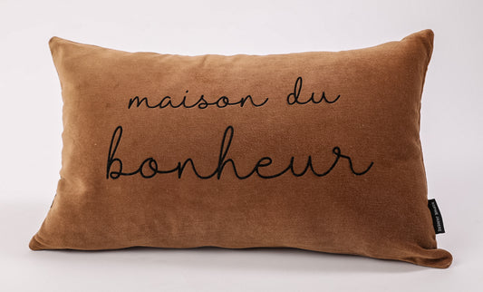 Coussin rectangle velours maison du bonheur