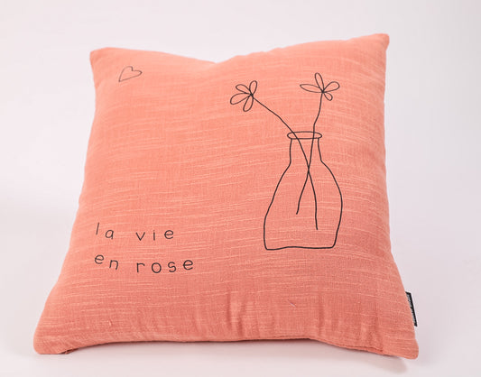 Coussin carré la vie en rose