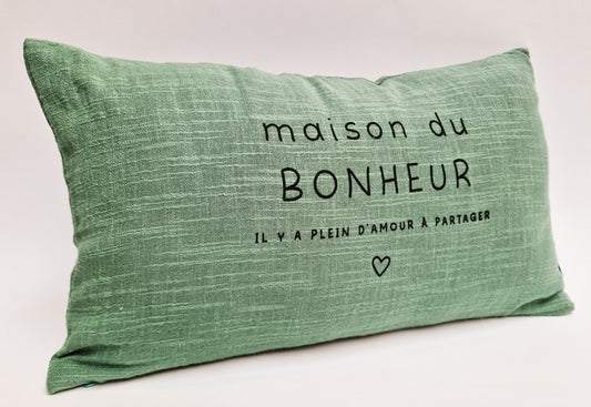 Coussin rectangle maison du bonheur