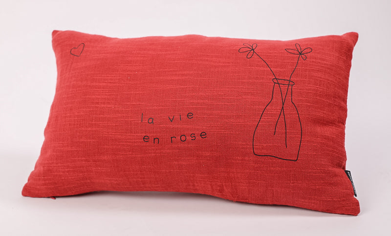 Coussin rectangle la vie en rose