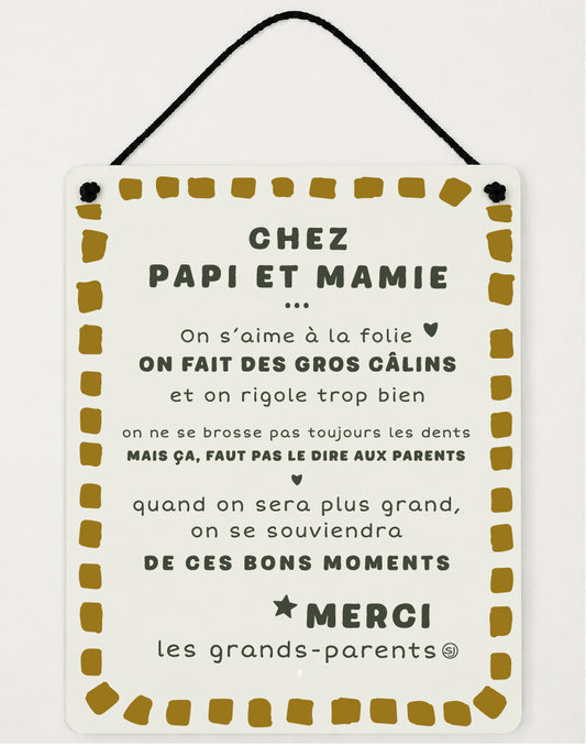 Plaque décorative chez papi et mamie