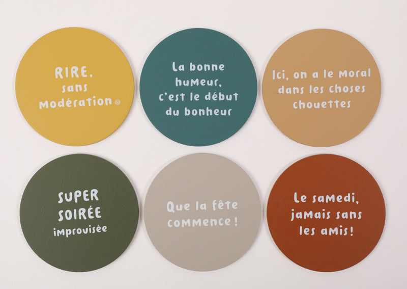 lot de 6 dessous de verre que la fête commence