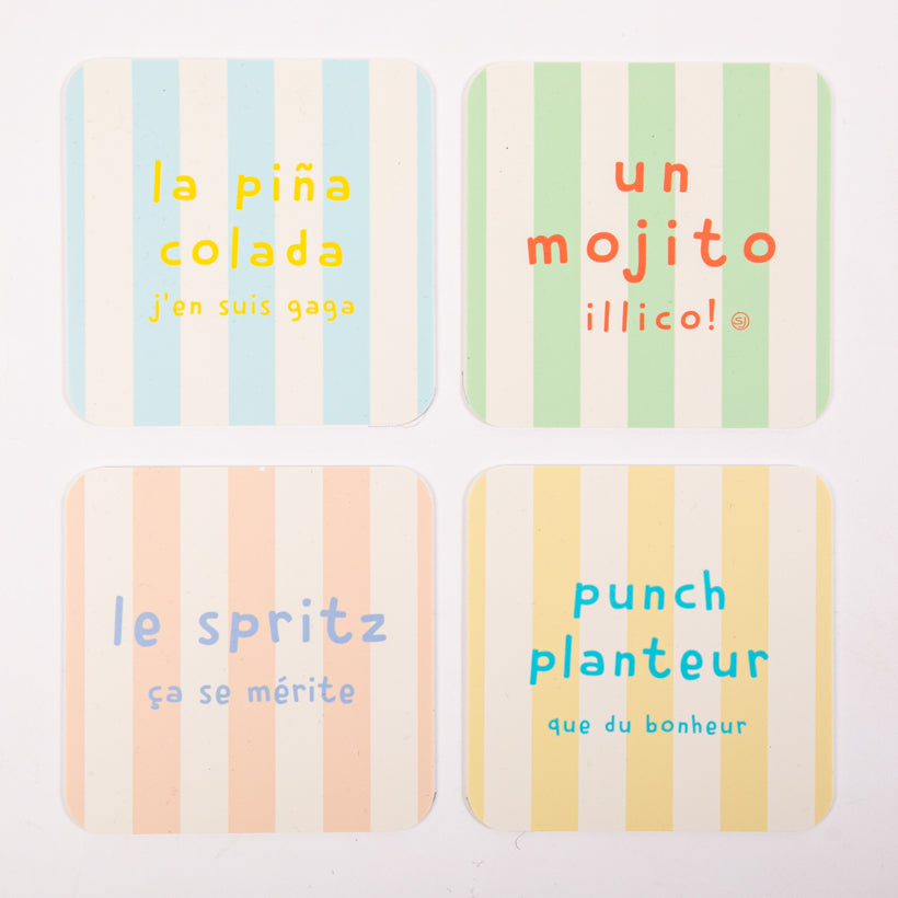 lot de 4 dessous de verre cocktail