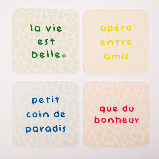 lot de 4 dessous de verre la vie est belle